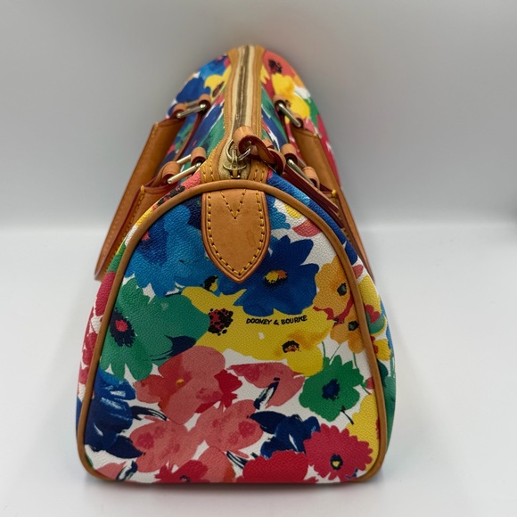 Dooney & Bourke Somerset WaterColor Multicolor Floral Printed Barrel Purse Bag - Picture 3 of 16